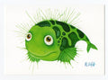 Postkarte Fisch grün  Aquarell