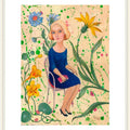 Print Frau mit Blumen Druck Illustration Print von Original Acryl bild Botanik