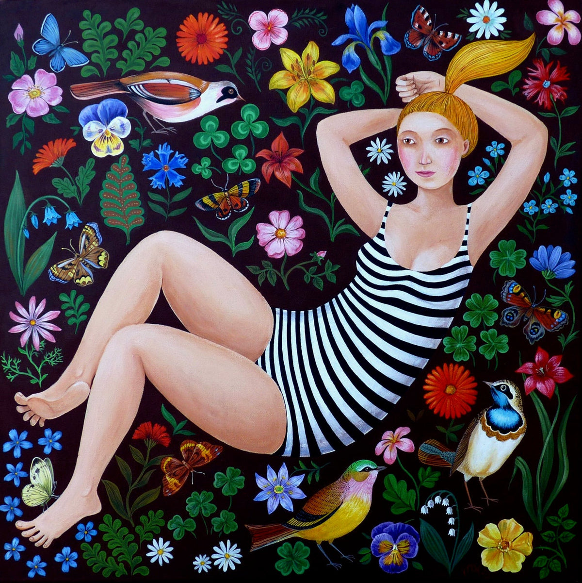 Flora Print Kunst  Print von Original Acrylbild A3 A4 Kunstposter Malerei