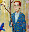 Fine Art Print Mann mit Vogel  Print von Original Acrylbild A3 A4 Kunstposter Malerei