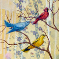 Fine Art Print Mann mit Vogel  Print von Original Acrylbild A3 A4 Kunstposter Malerei