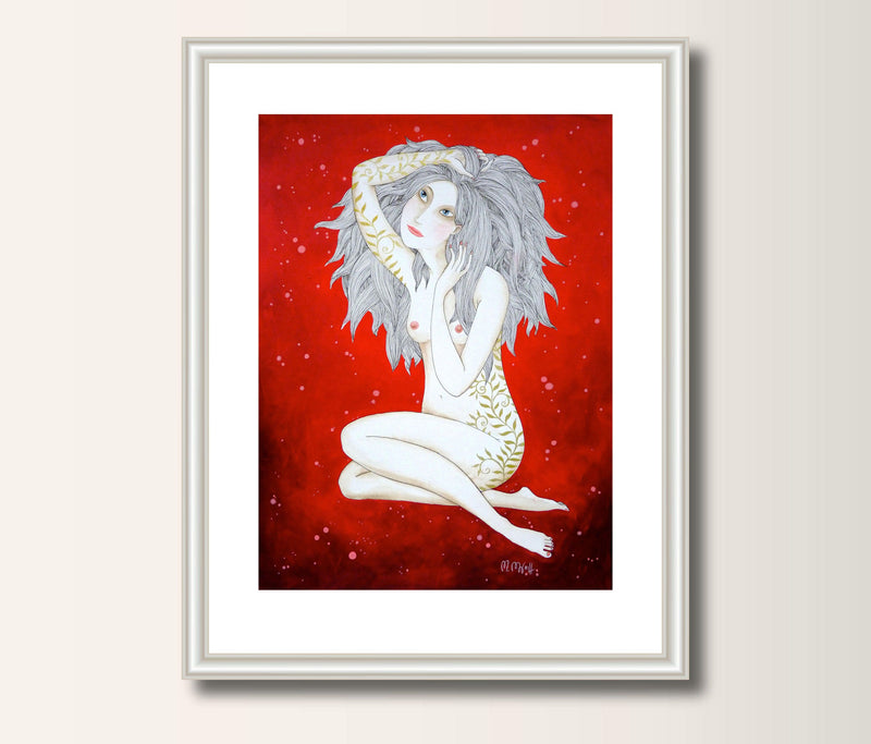 Akt , Art Print, Druck, Kunst, Print von Original Acrylbild, A4, Kunstposter, Malerei