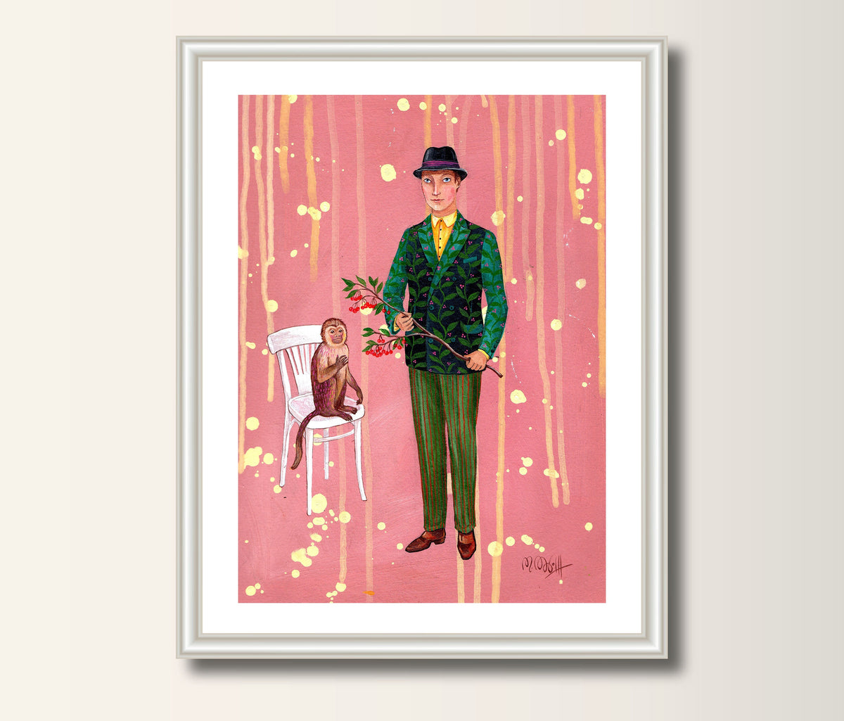Druck Affe  Poster Art Print Kunst Print von Original Acrylbild A4bA3 Kunstposter, Malerei