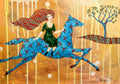 Fine Art Print Blaues Pferd Poster Print von Original Acryl Bild Kunstposter