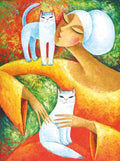 Art Print Zwei Katzen Druck, Print von Original Acrylbild, Kunstposter