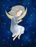 Fine Art  Print Mond Druck  Kunstposter Schlafende Frau