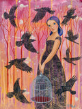 Vogel Art Print Druck Kunst Print von Original Acrylbild A3 A4 Kunstposter Malerei