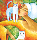 Art Print Zwei Katzen Druck, Print von Original Acrylbild, Kunstposter