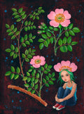 Dornrose Kunst Art Print Druck Print von Original Acrylbild, A4