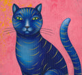 Blaue Katze Druck, Katze Bild Poster, Kunstposter A4 Rosa Bild