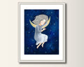 Fine Art  Print Mond Druck  Kunstposter Schlafende Frau