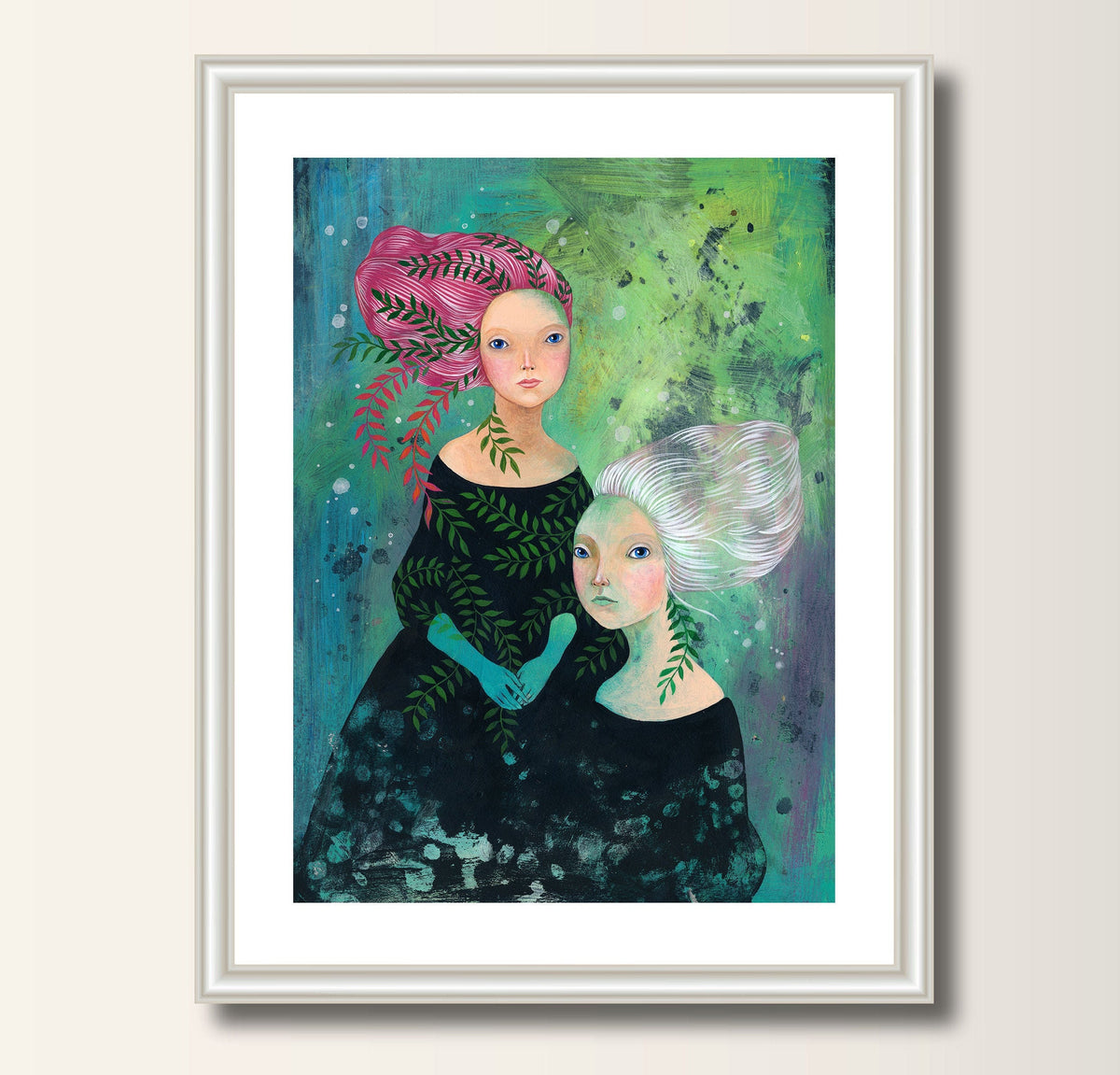 Print Zwei Frauen Kunstdruck Illustration Kunst Malerei