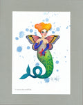Original Malerei Aquarell Meerjungfrau, Schmetterling, Original auf Aquarellpapier