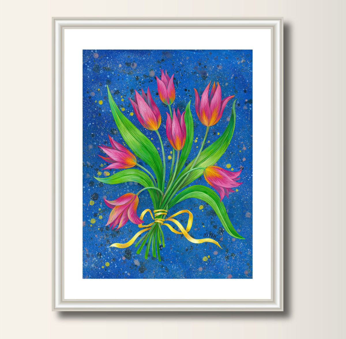 Tulpen Fine Art Print Druck   Kunstposter Blumen Malerei Tulpenstrauß