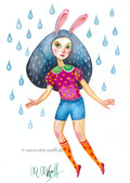 Aquarell Original Regentropfen Wasserfarben Malerei Kleine Aquarell