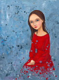 Rotes Kleid, Original Acryl Gemälde, Unikat 40 x 30 cm, Originalmalerei auf Papier
