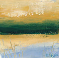 Small Abstract Landscape Painting, Acrylic on Canvas (13x13cm) in a passe-partout