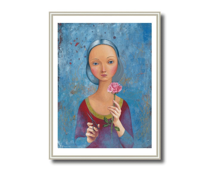 Rose Kunstdruck Illustration  Kunst Print Druck von Original Acrylbild
