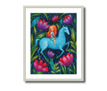 Blaues Pferd Print  Kunst Druck, Print von Original Acrylbild