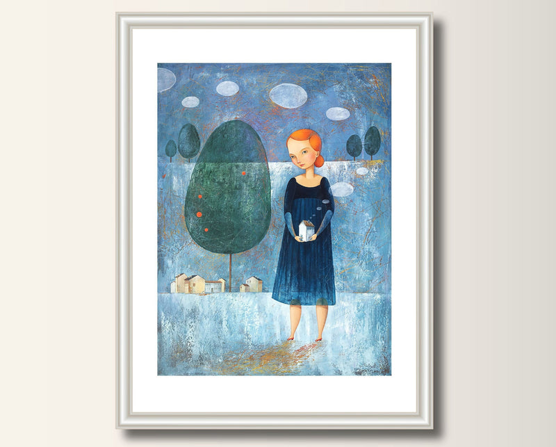 Kleines Haus, Kunst, Art Print Druck,  Print von Original Acrylbild, Kunstposter, Malerei