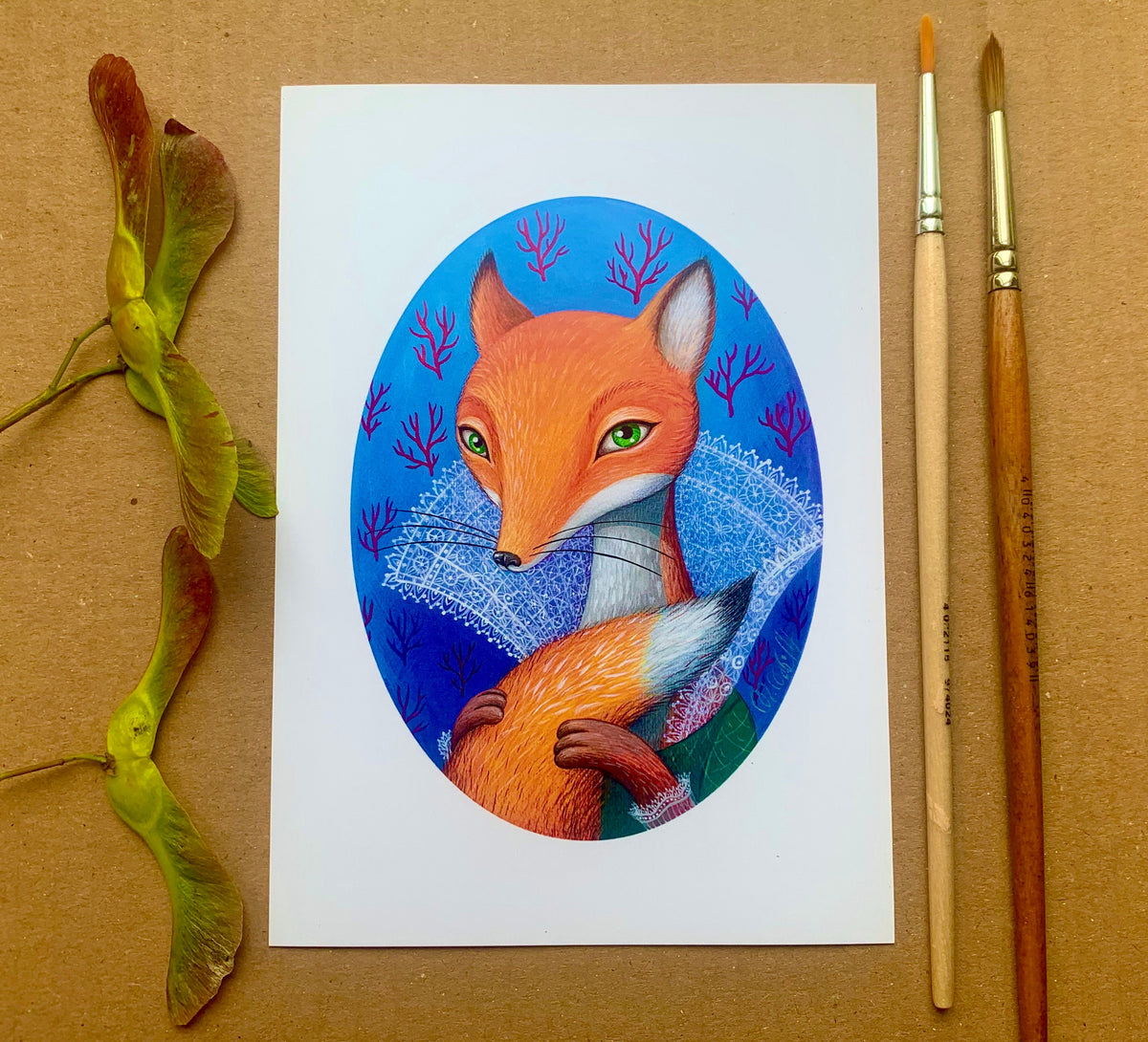 Postkarte Fuchs, Kunstpostkarte, Aquarell Fuchs, Kunst, Art Print, Druck, Print Fox