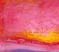 Red Abstract Impasto Painting: Original Beach Wall Art, Acrylic on paper