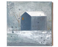 Haus Original Malerei Acryl Gemälde auf Leinwand, Winterlandschaft  Hütte Haus im Schnee 40 x 40cm