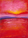 Red Abstract Impasto Painting: Original Beach Wall Art, Acrylic on paper