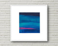 Small Abstract Landscape Acrylic Painting, Blue Pink Original Art (5.1" x 5.1")