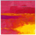 Small Abstract Landscape Acrylic Painting, Red Yellow Wall Art (13x13 cm)
