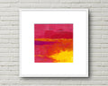 Small Abstract Landscape Acrylic Painting, Red Yellow Wall Art (13x13 cm)