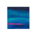 Small Abstract Landscape Acrylic Painting, Blue Pink Original Art (5.1" x 5.1")