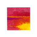 Small Abstract Landscape Acrylic Painting, Red Yellow Wall Art (13x13 cm)