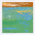 Small Green Meadow Abstract Painting, Original Acrylic Art (10x10cm)in a passe-partout 23x23cm.