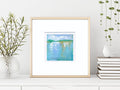 Blue Lagoon Original Abstract Painting on Canvas, 4” x 4”zoll