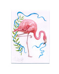 Aquarell Original Flamingo Rosa  Vogel Malerei Wandkunst  Original Zeichnung Kunst