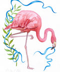 Aquarell Original Flamingo Rosa  Vogel Malerei Wandkunst  Original Zeichnung Kunst