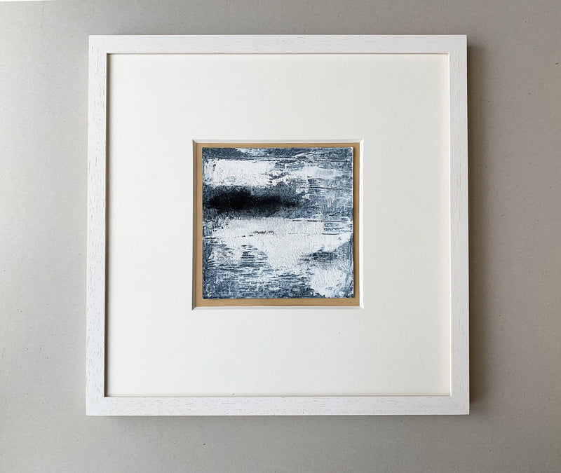 Small Black and White Abstract Landscape Painting, Original Acrylic on Paper