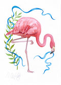 Aquarell Original Flamingo Rosa  Vogel Malerei Wandkunst  Original Zeichnung Kunst
