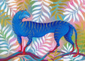 Blauer Tiger, Postkarte Kunstpostkarte A6 Druck Print Kunstkarte