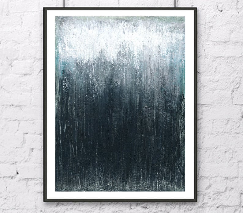 Original Black and White Abstract Acrylic Painting, Modern Monochrome Wall Art (11.8x15.7" )