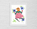 Aquarell Original Vogel Blumen, Original auf Aquarellpapier Original Malerei