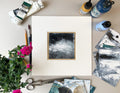 Original Black and White Abstract Landscape Painting, Small Wall Art