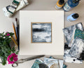 Small Black and White Abstract Landscape Painting, Original Acrylic on Paper