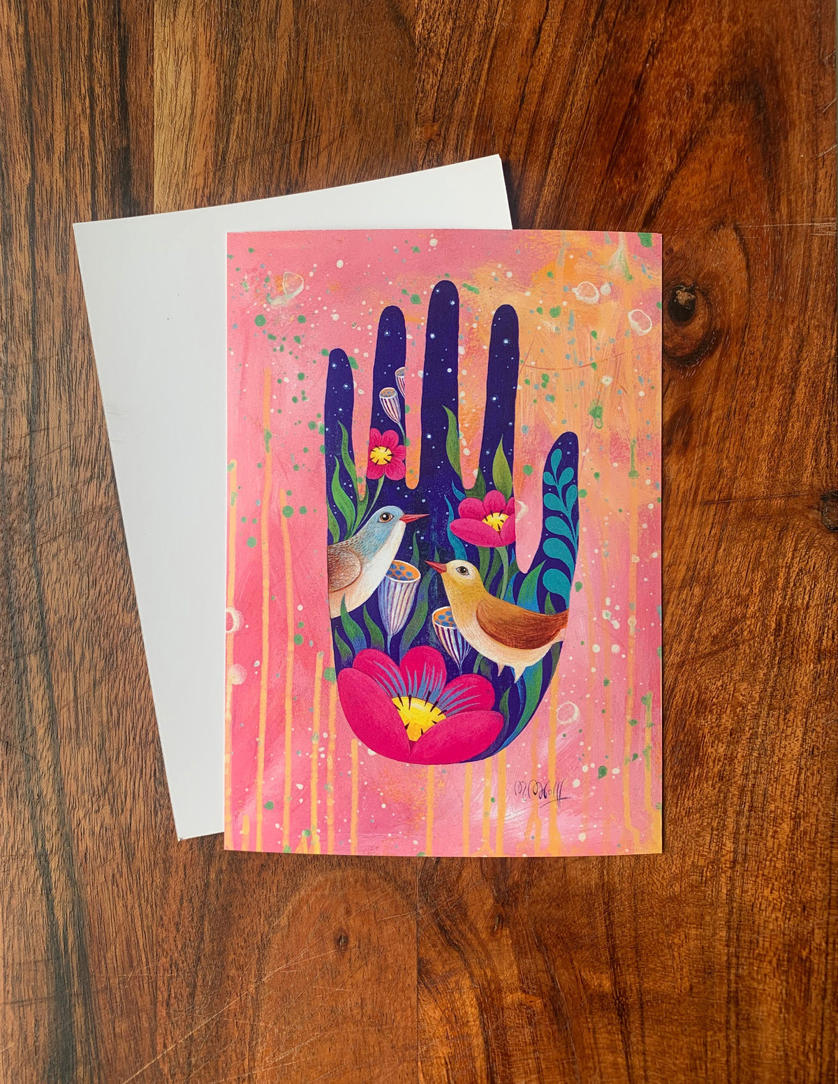 Postkarte Hand A6 Kunstkarte, Schützende Hand, Kunstdruck Esoterik Deko, Magische Hand Druck