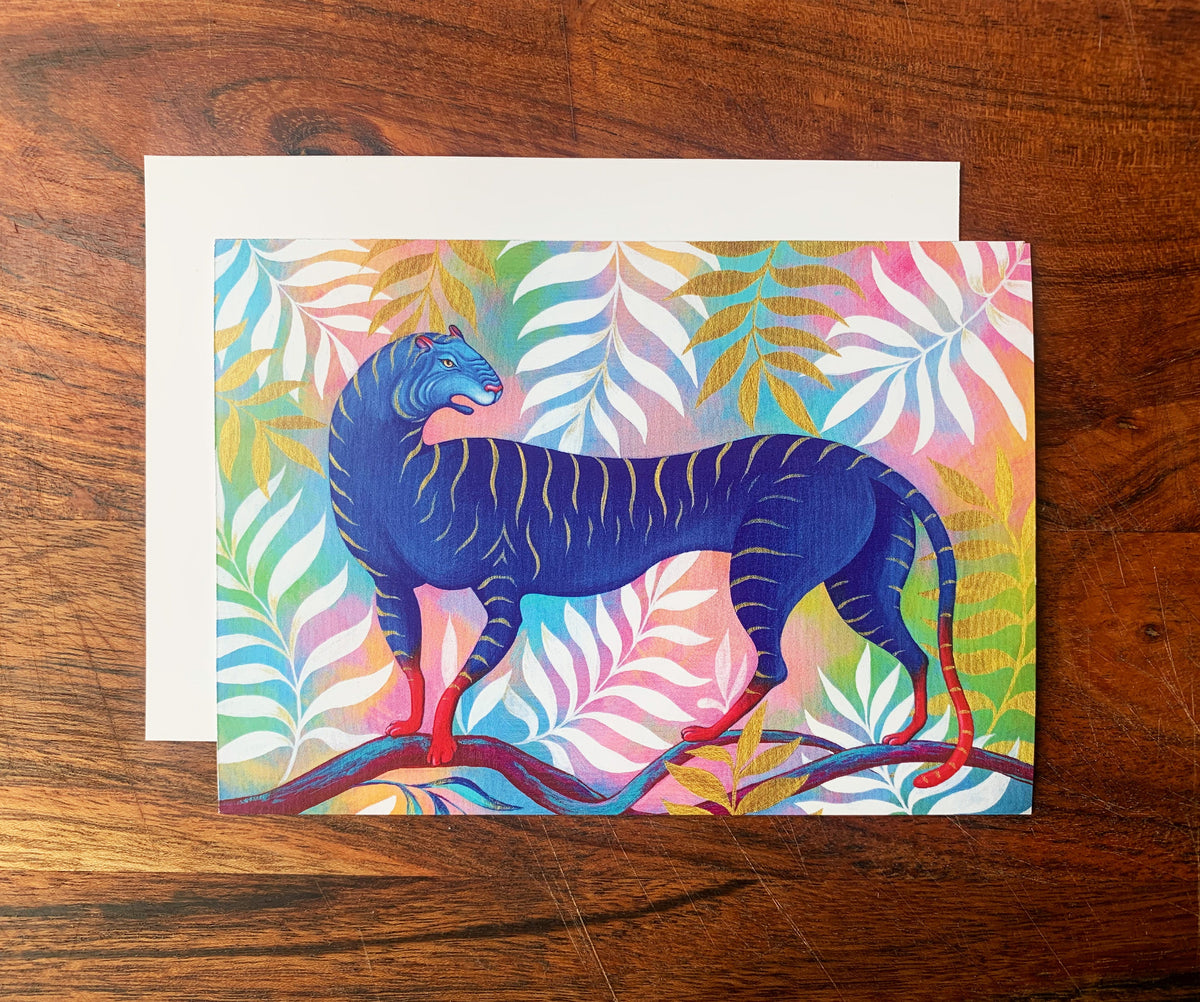Blauer Tiger, Postkarte Kunstpostkarte A6 Druck Print Kunstkarte