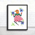 Aquarell Original Vogel Blumen, Original auf Aquarellpapier Original Malerei