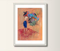 A4 Kunstposter Junge Blumen Vogel Art Print  Malerei Druck
