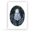 Kleiner Geist Rosenkranz Print - Kunst Druck - Halloween Ghost Art - Gruselige Wanddekoration - Gruselige süße Kunst
