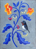 Druck Poster Fine Art Print  Vogel und Blume A4 Kunstposter Malerei  Wohndekoration